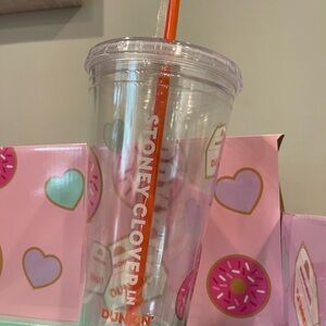 Stoney Clover Lane Clear Tumbler with Orange Straw